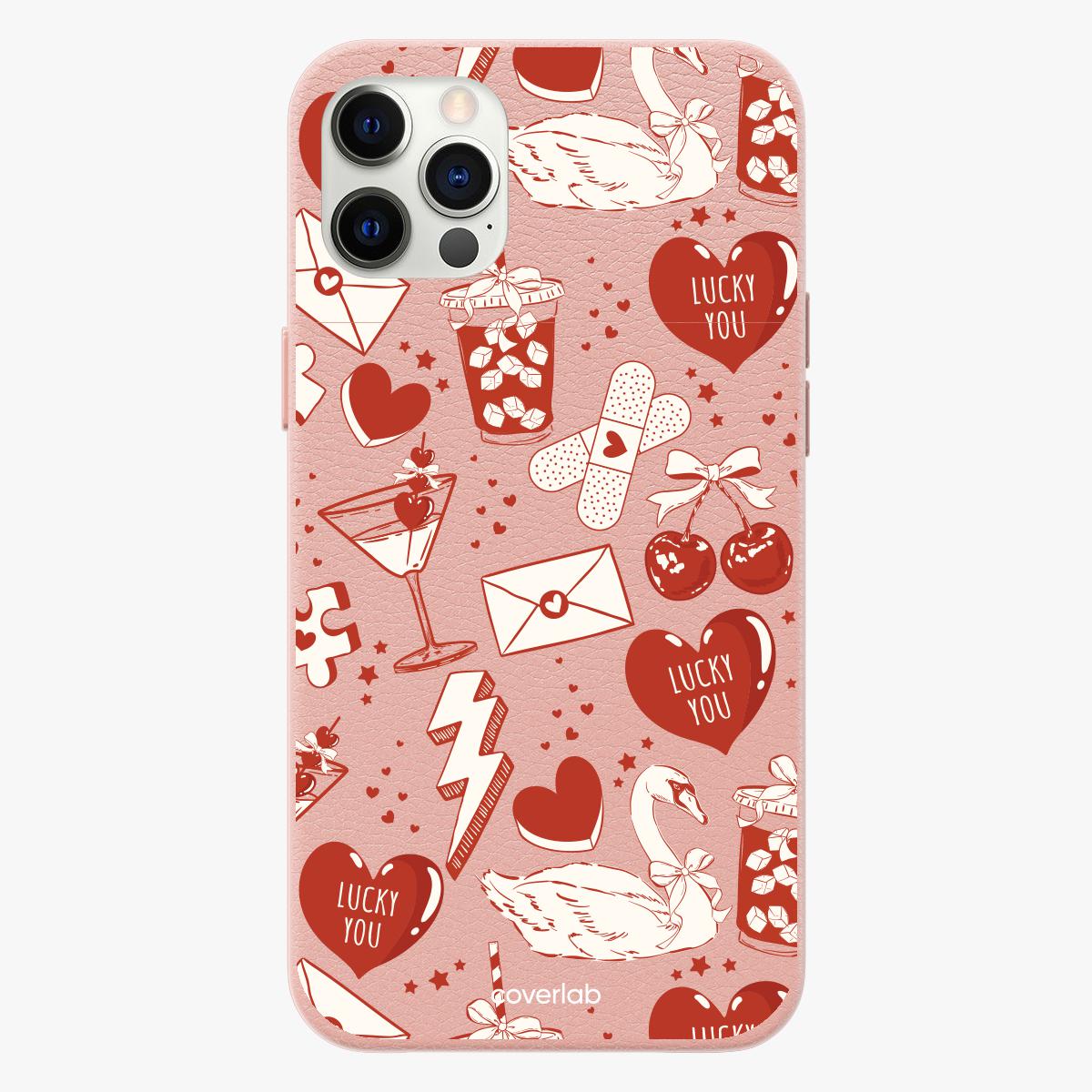 Lucky Valentine Personalised Leather iPhone Case