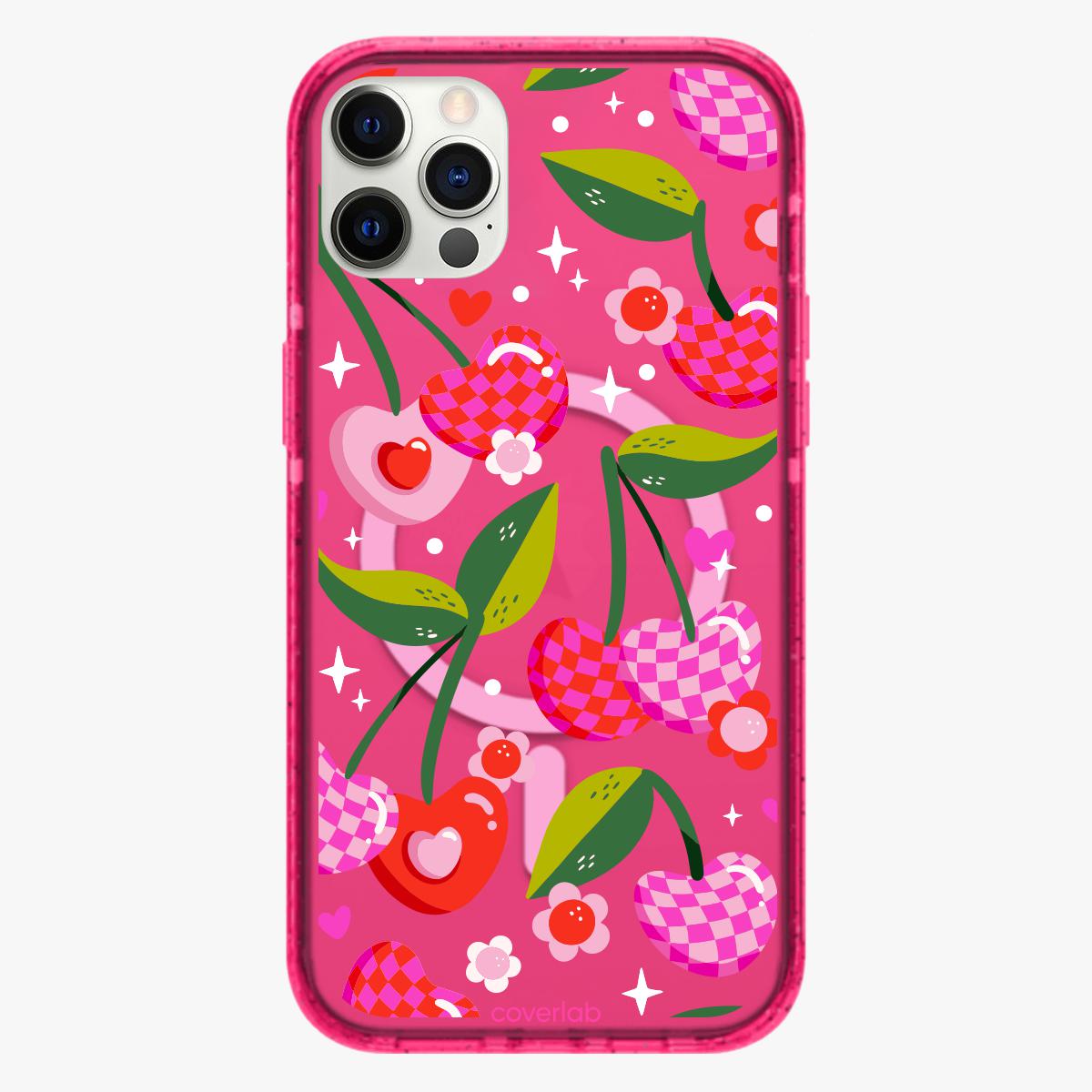 Checkerboard Cherries Personalised MagSafe iPhone Case