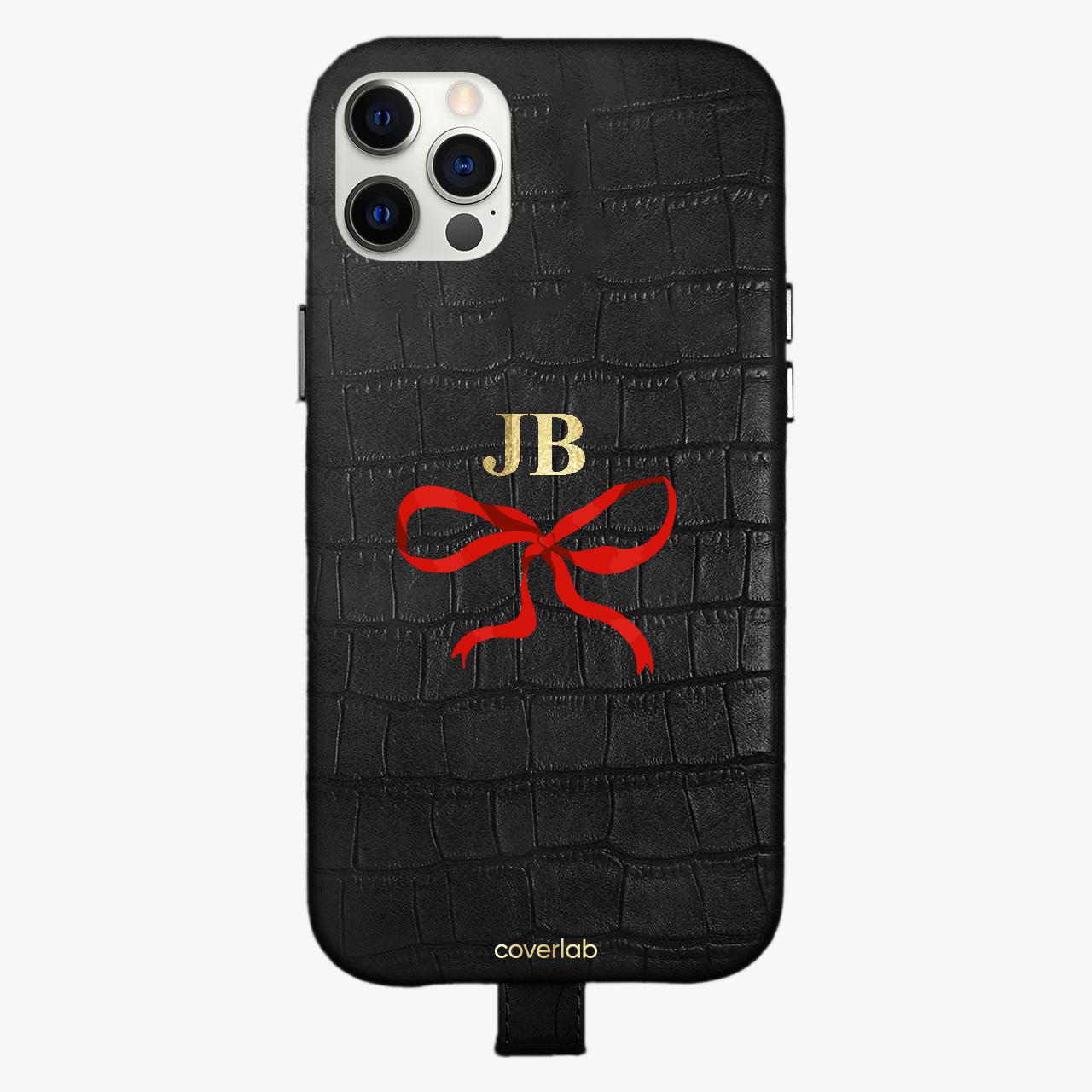 Ribbon Personalised Leather iPhone Case