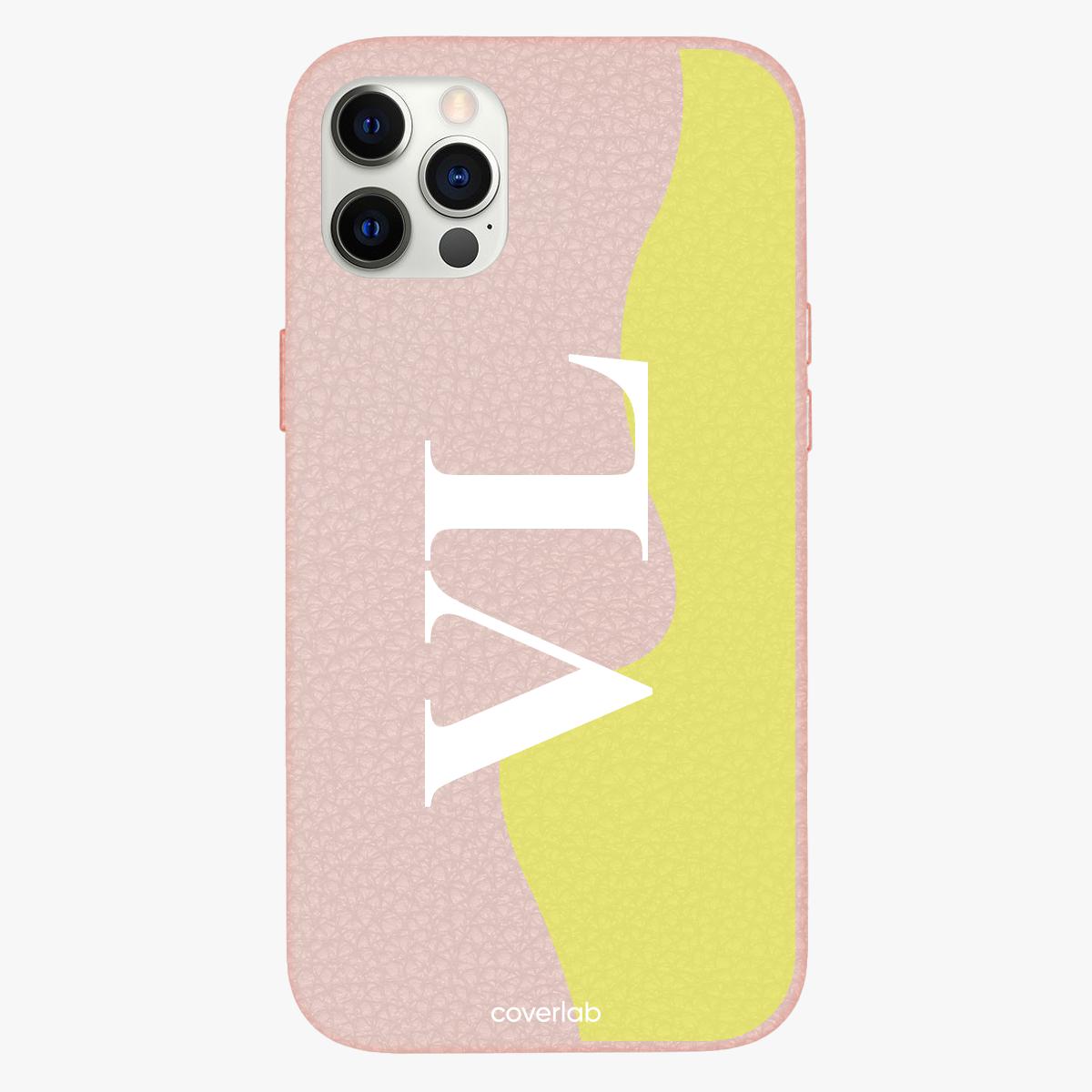 Contrast Yellow Personalised Leather iPhone Case