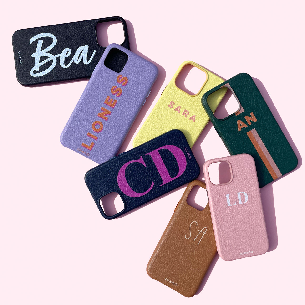 Serif Initials Personalised Leather iPhone Case