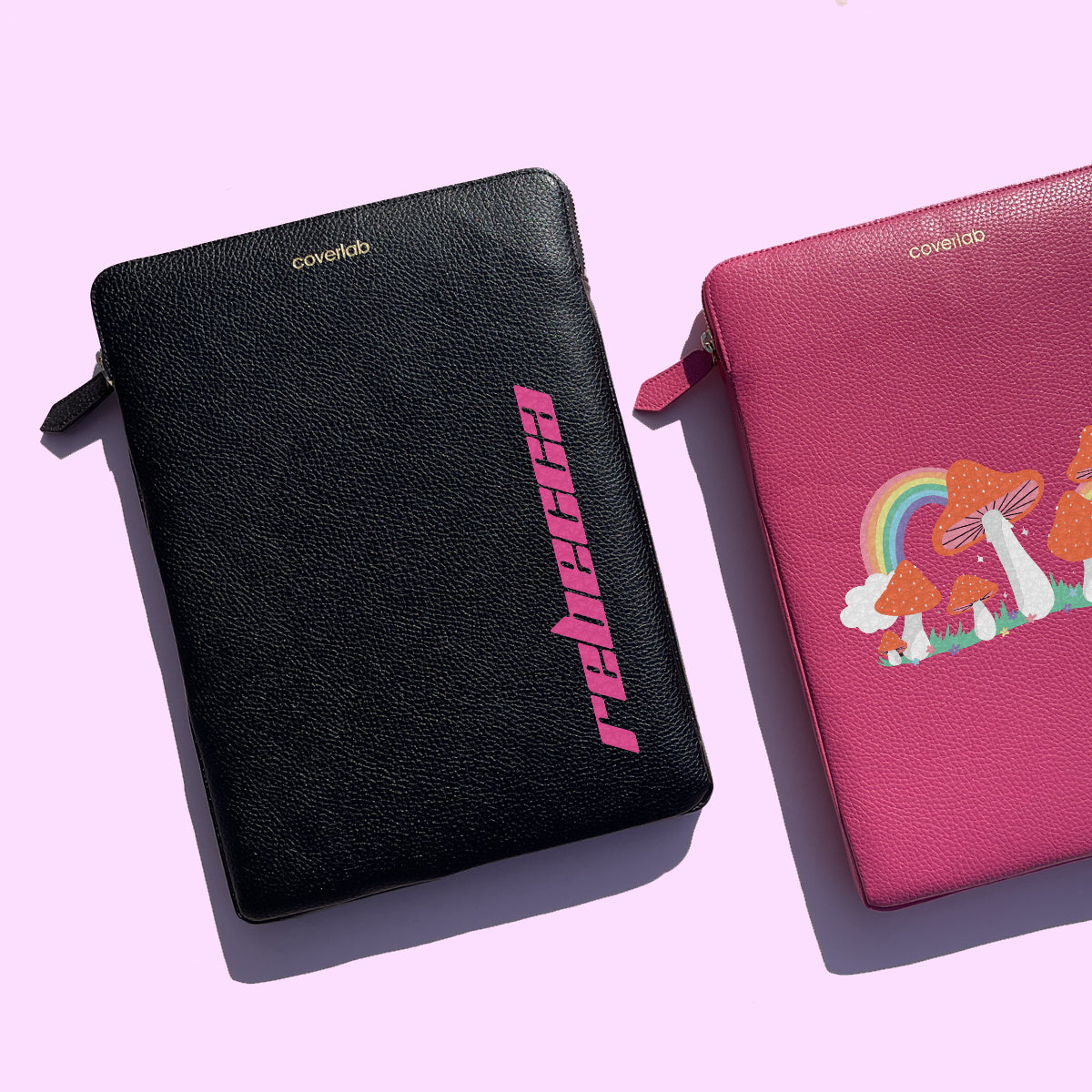 Mushrooms Personalised Leather Laptop Case