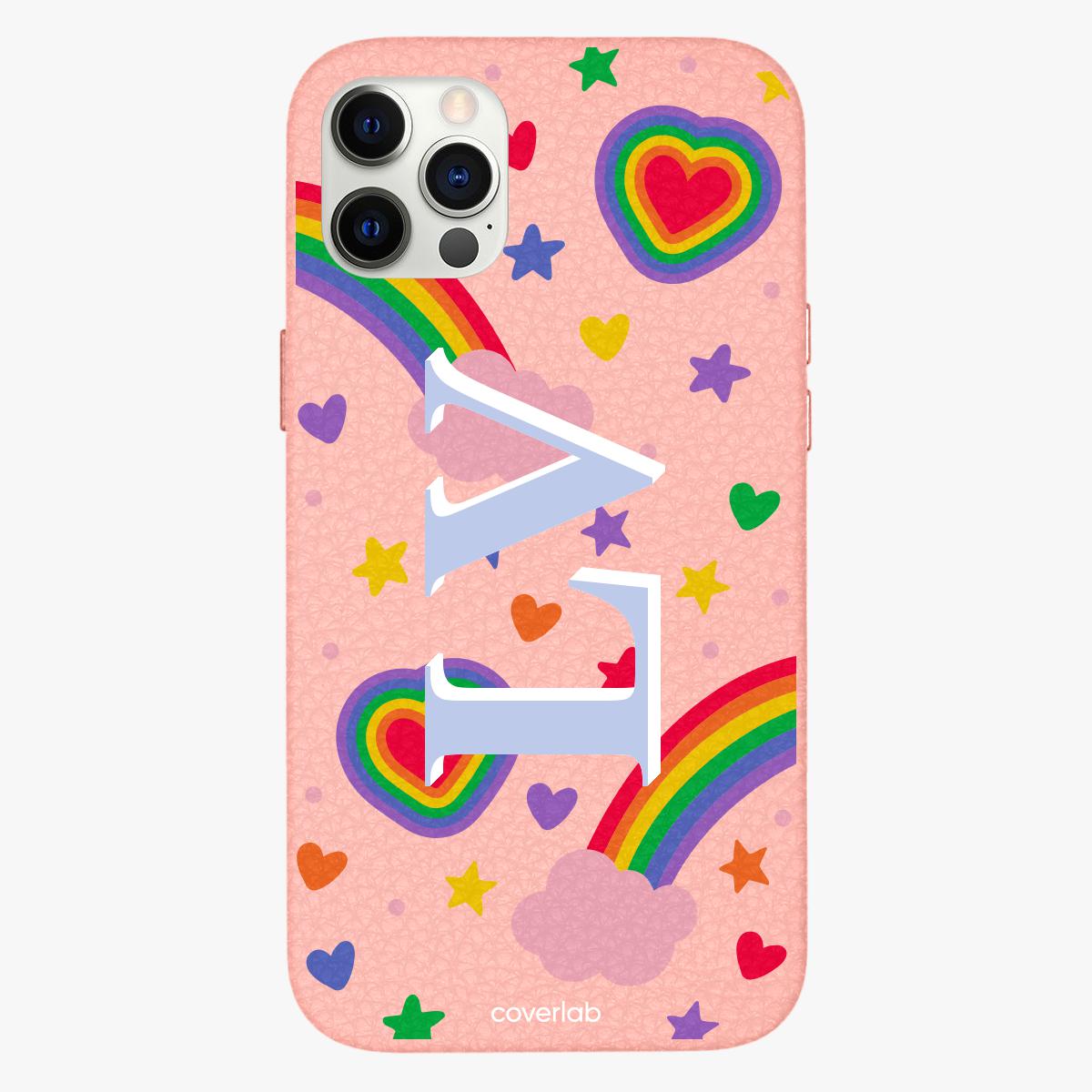 Rainbow and Hearts Personalised Leather iPhone Case – Coverlab