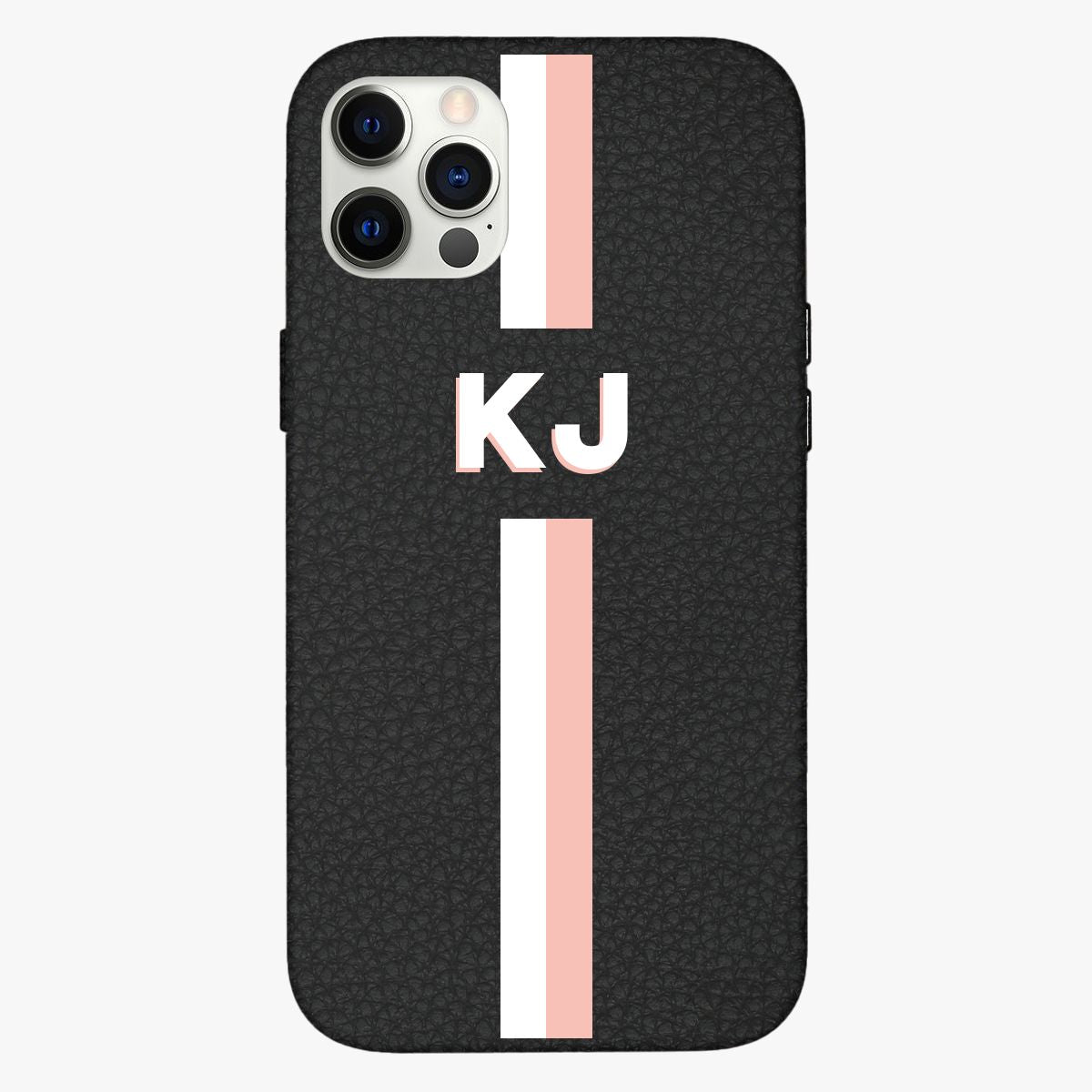 Personalized Initial Leather Phone Case Stripes And Initials
