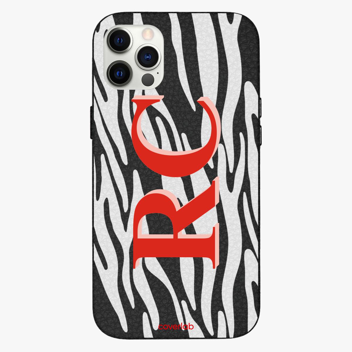 Zebra Personalised Leather iPhone Case