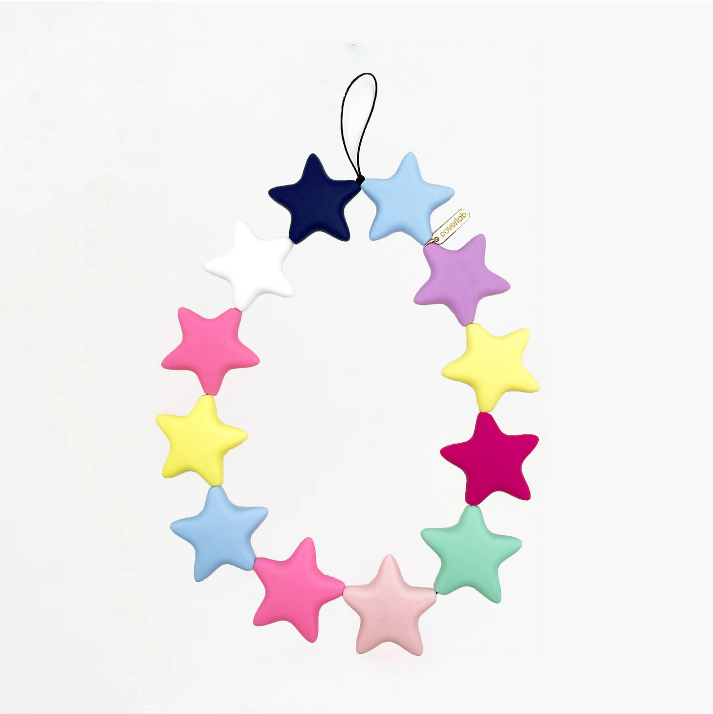 Fluffy Multicolor Stars Phone Strap