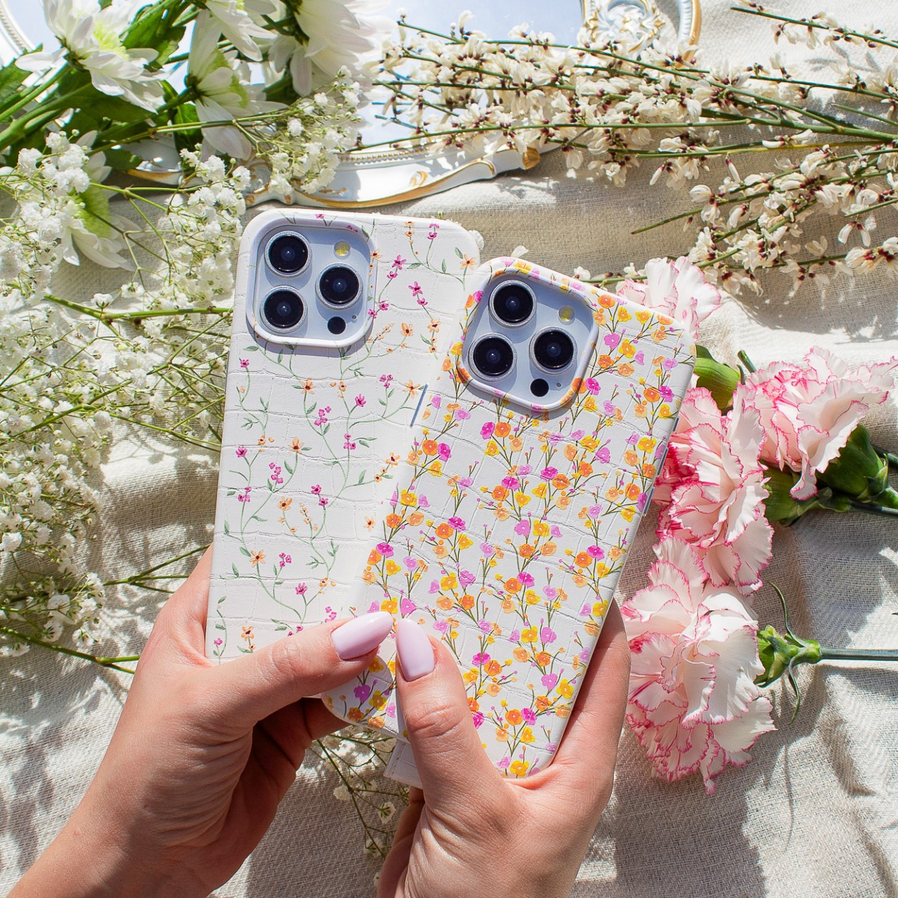 Tulips Personalised Leather iPhone Case