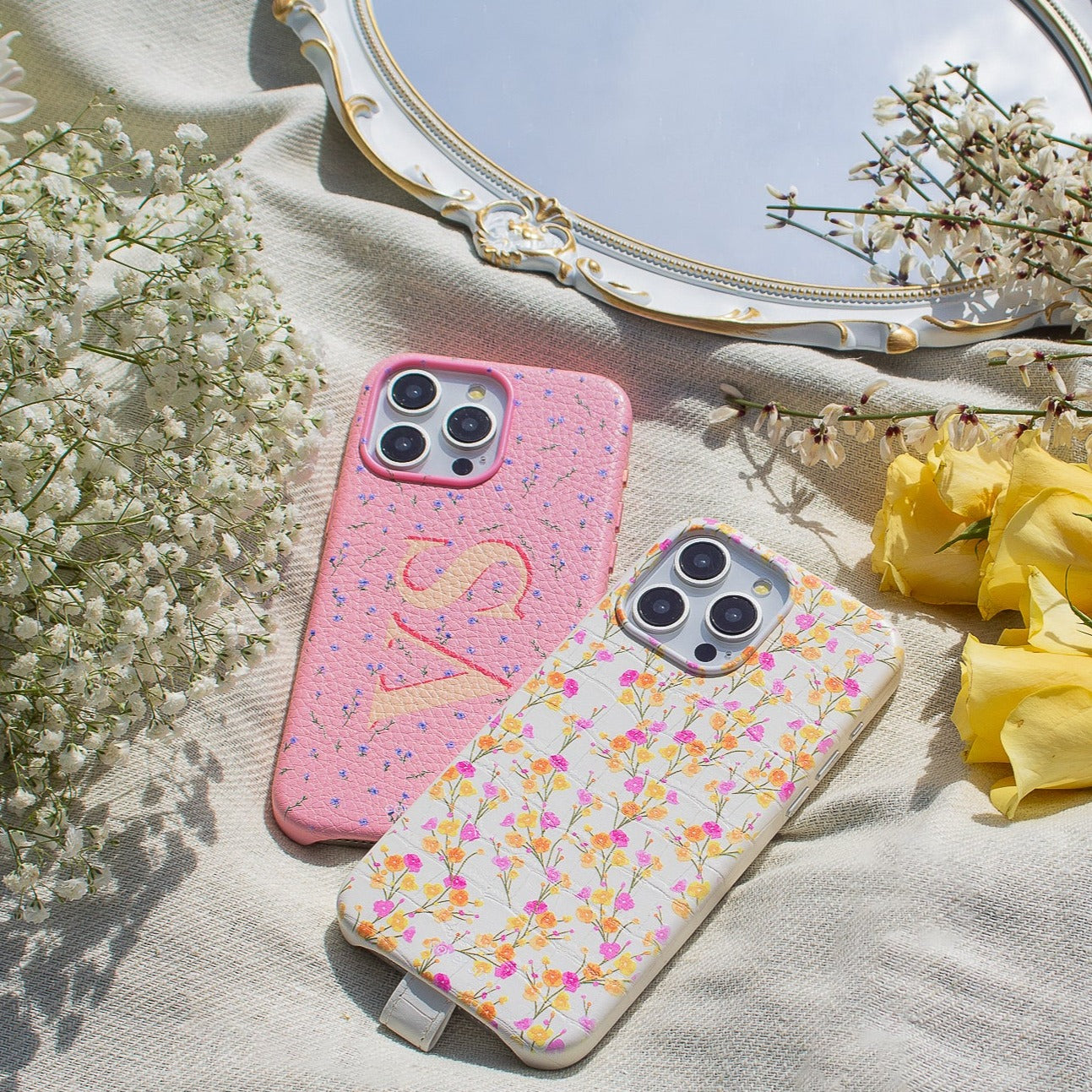 Blue Garden Personalised Leather iPhone Case