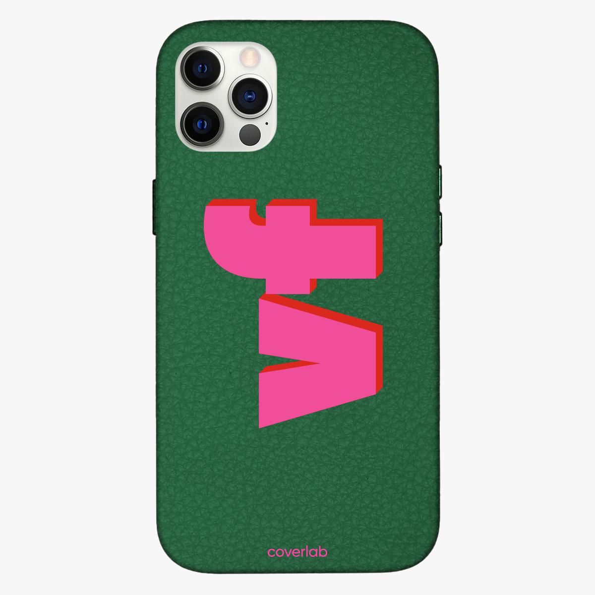 Bold Initials Personalised Leather iPhone Case