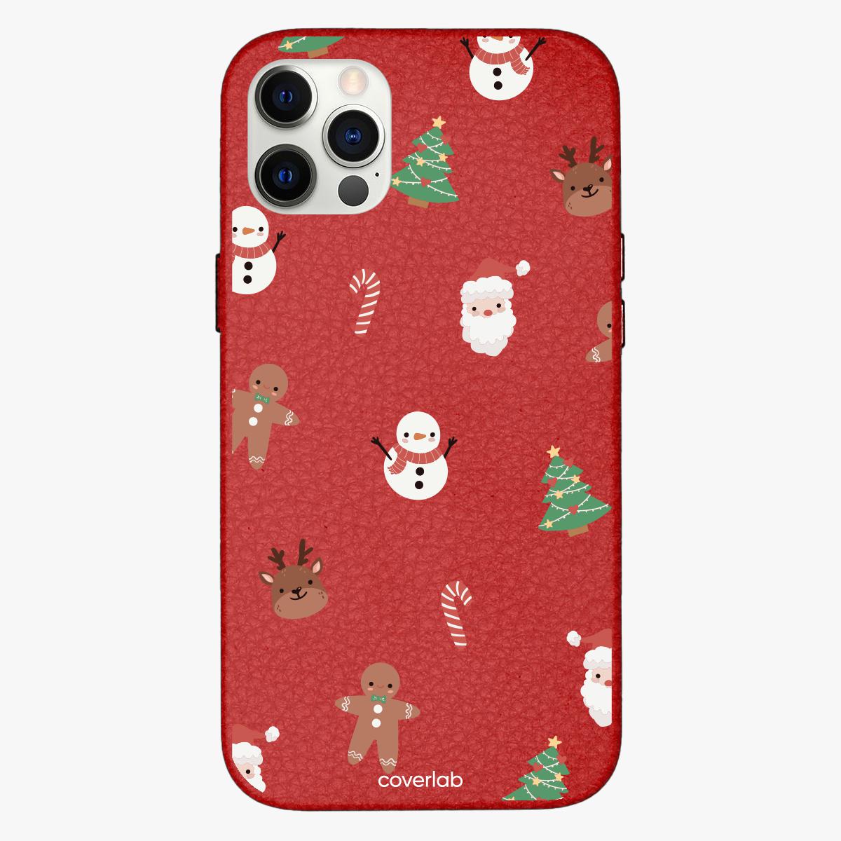 Weihnachts Personalisierte Leder iPhone Hülle