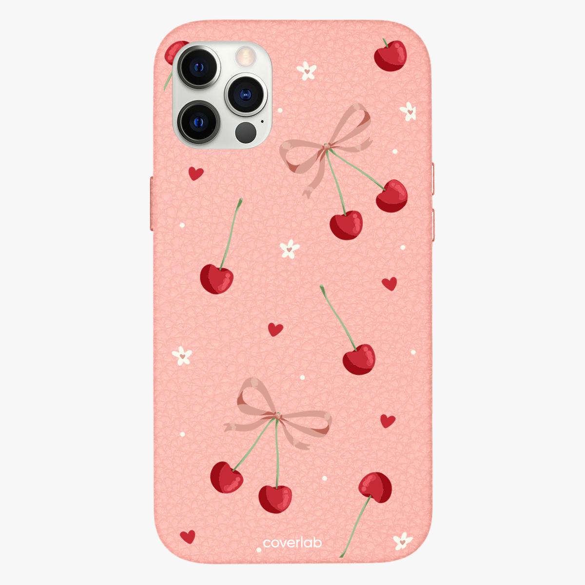 Coquette Cherry Personalised Leather iPhone Case