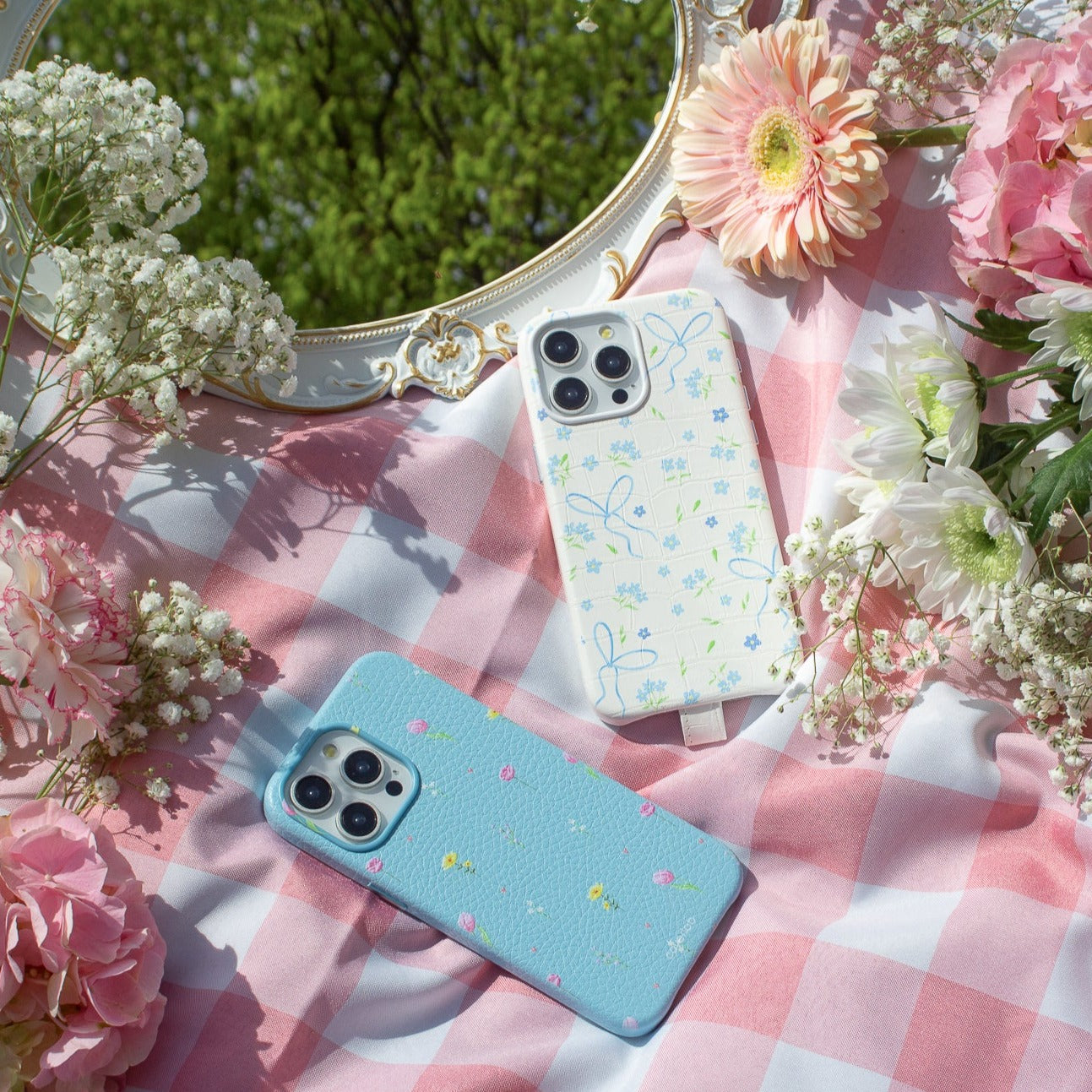 Field of Flowers Personalised Leather iPhone Case