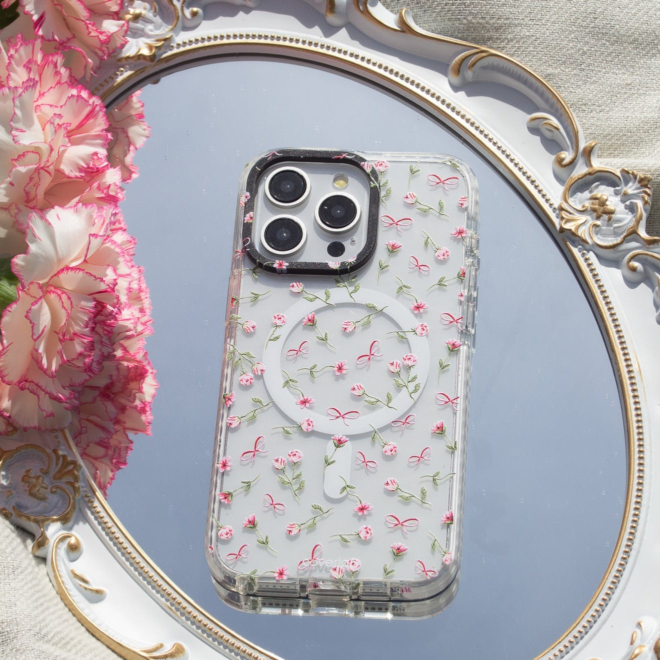 Mädchenblumen personalisierte Leder iPhone-Hülle