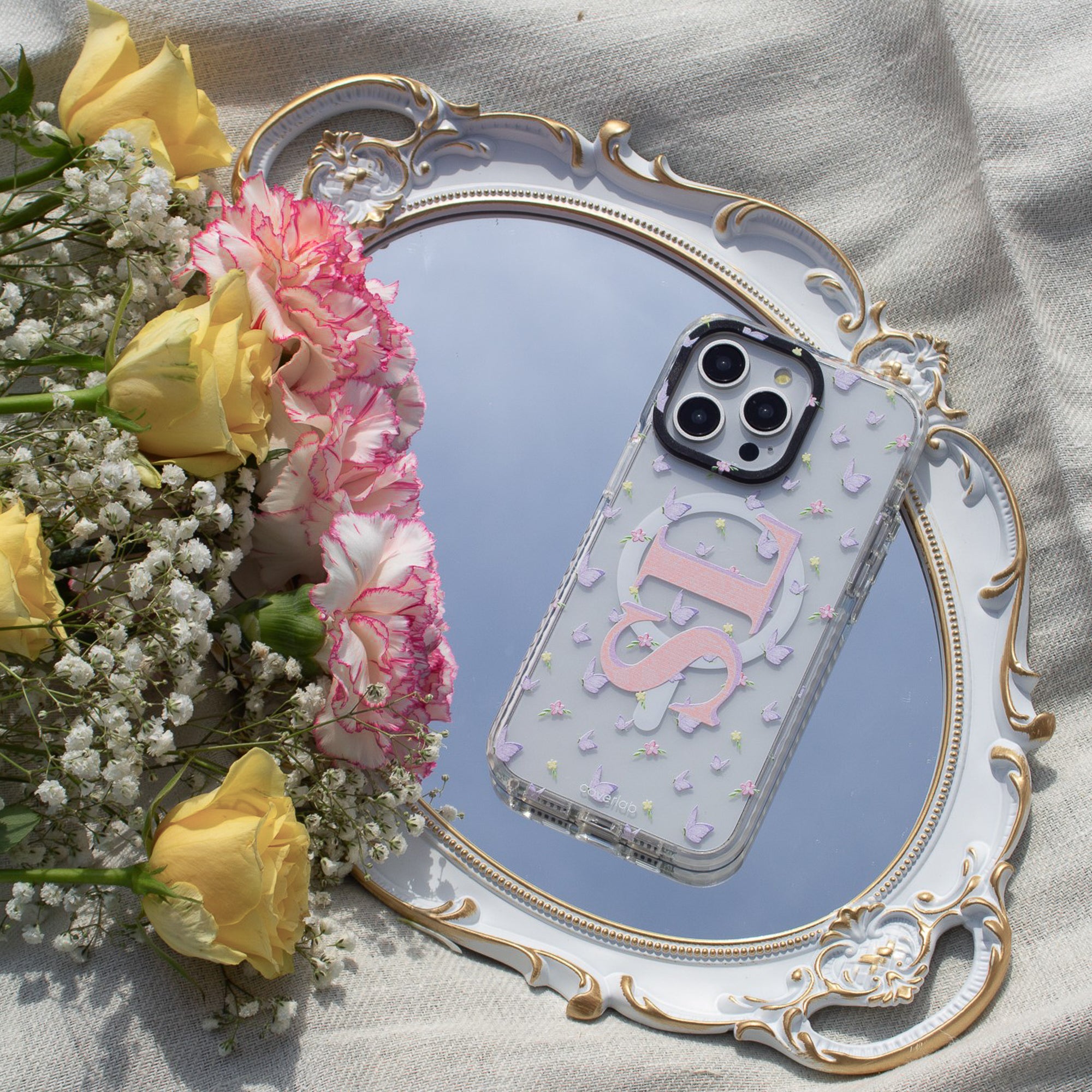 Coque iPhone MagSafe personnalisée Coucher de Soleil en Fleurs
