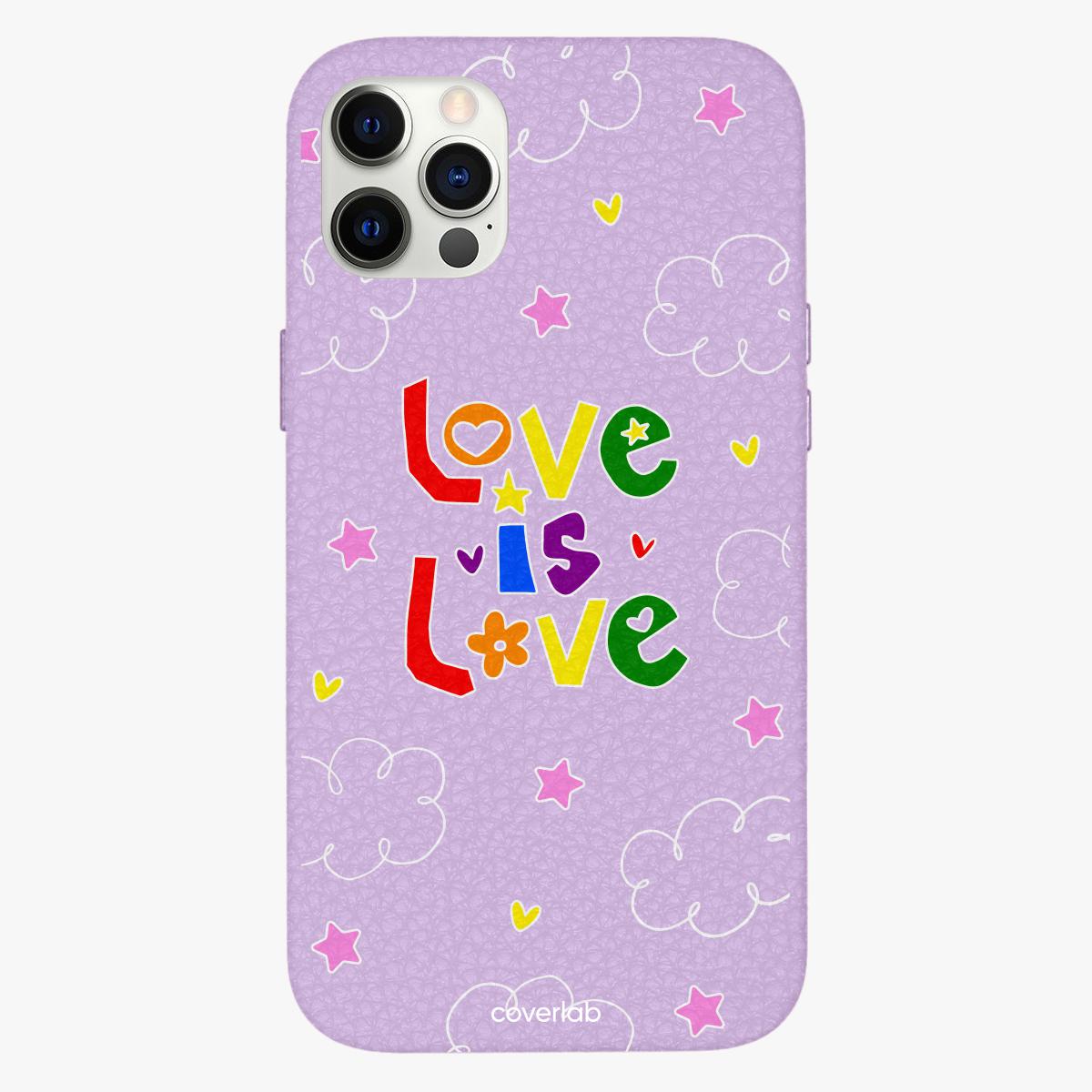 غلاف iPhone جلدي مُخصص بعبارة الحب هو الحب