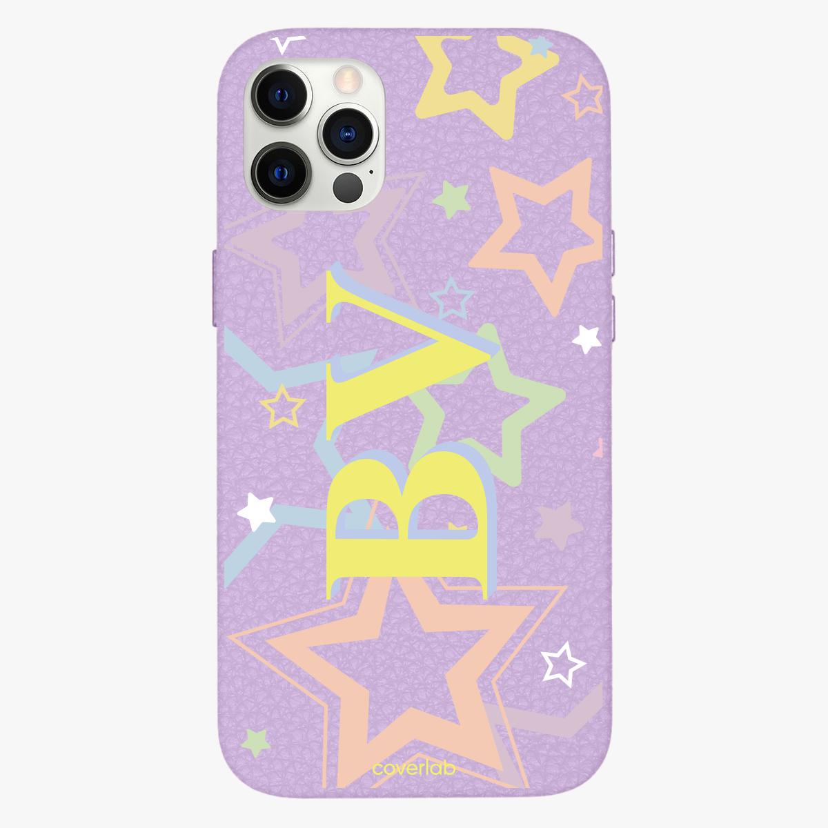 Pastel Stars Personalised Leather iPhone Case