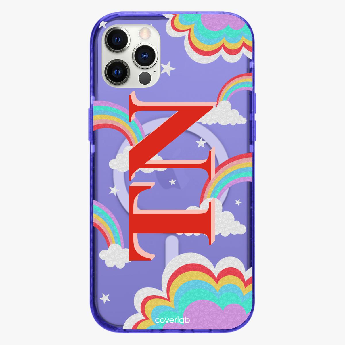 Rainbow Clouds Initials Personalised MagSafe iPhone Case