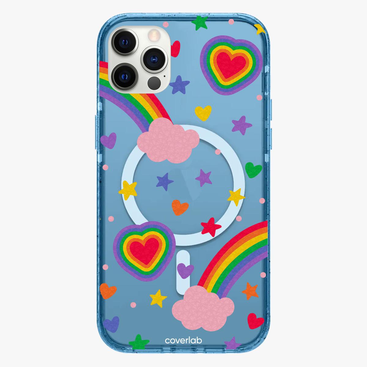 Regenbogen und Herz Personalisiertes MagSafe iPhone Hülle