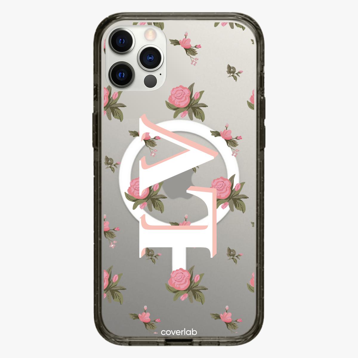 Funda de cuero para iPhone MagSafe personalizada Flores Románticas