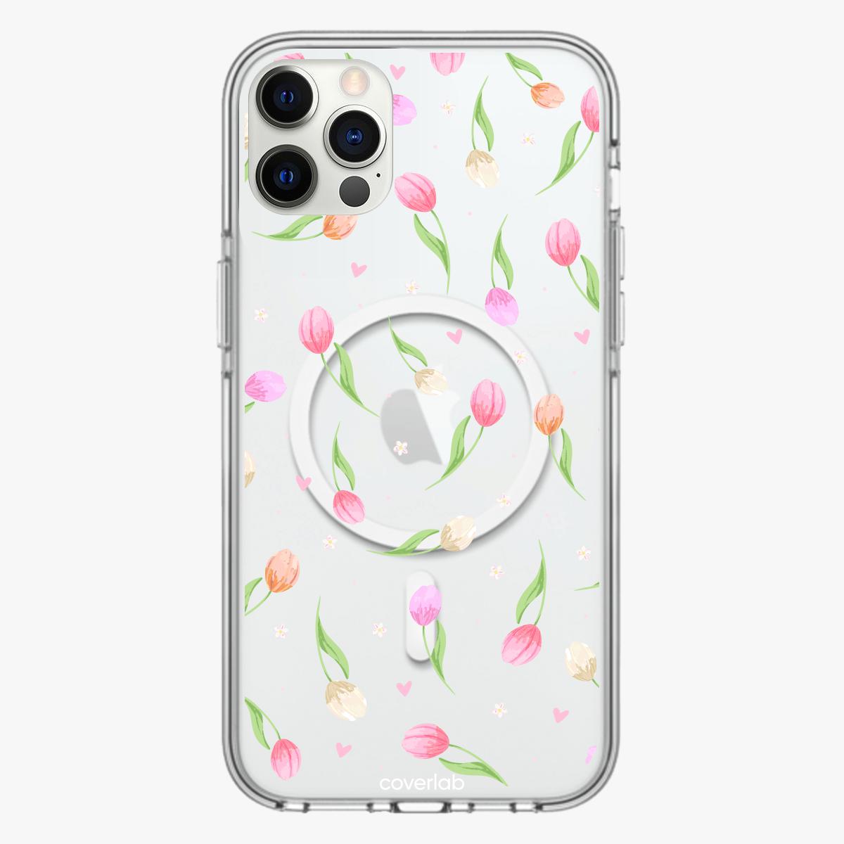 Personalisierte MagSafe iPhone-Hülle mit Tulpen