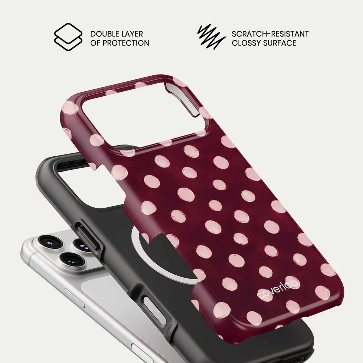 Bordeaux Dots Tough iPhone Case