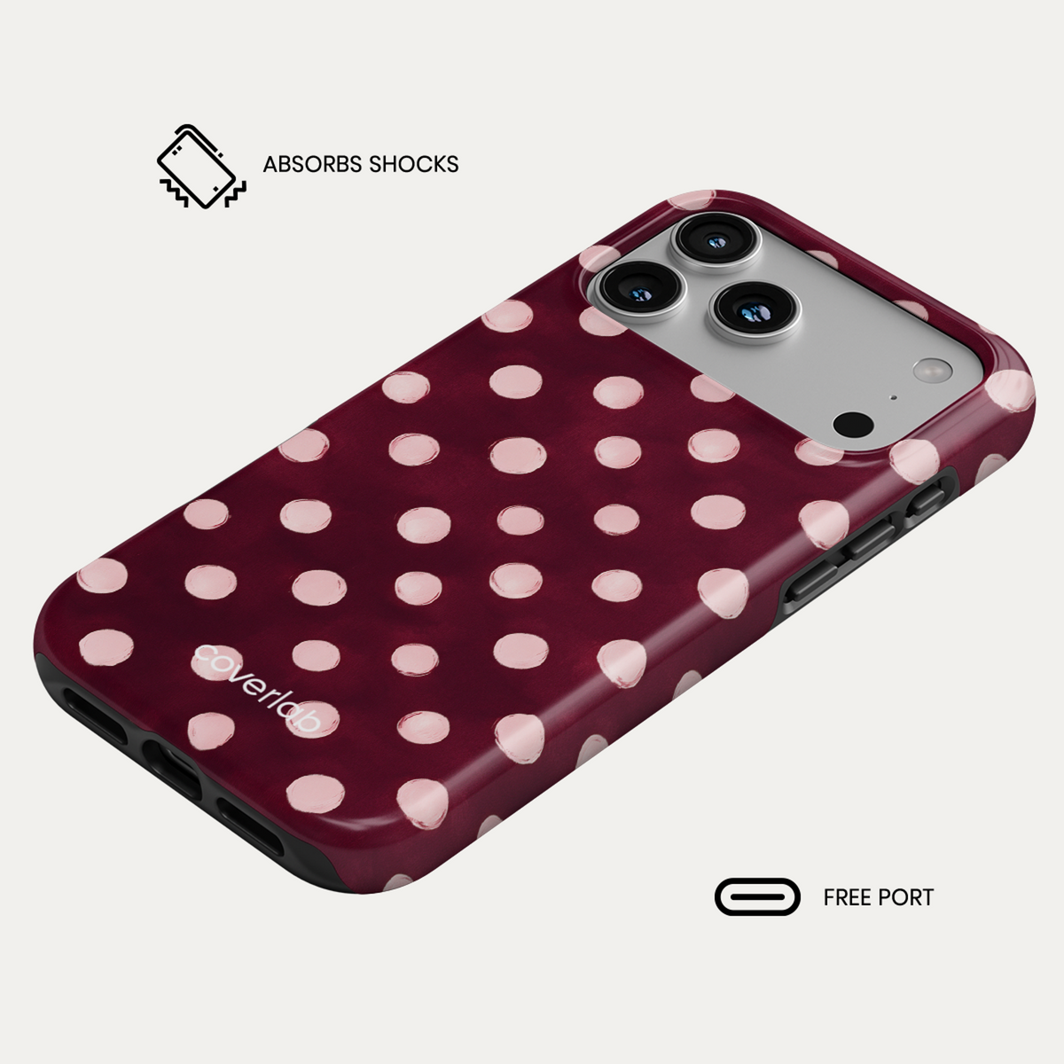 Bordeaux Dots Tough iPhone Case