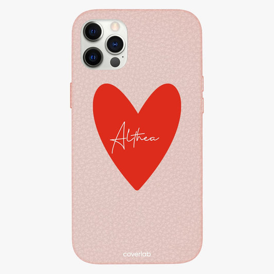 Big Heart Personalised Leather iPhone Case