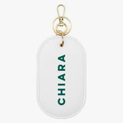Thin Name Personalised Leather Oval Keyring