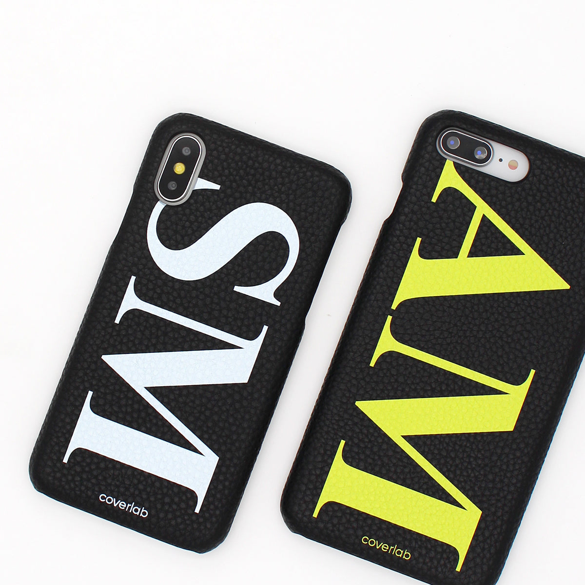 BIG Custom Initials Black Pebbled iPhone Case - Coverlab