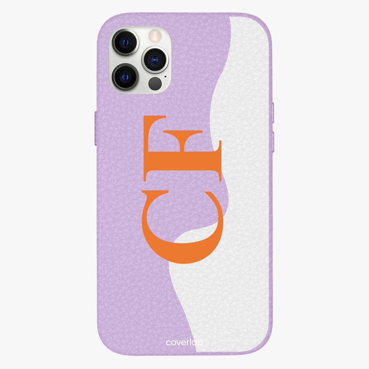 Contrast Initials Personalised Leather iPhone Case