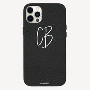 Cursive Initials Personalised Leather iPhone Case