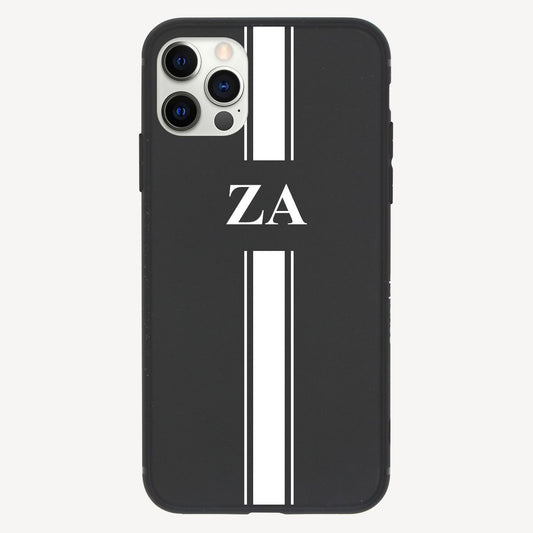 Stripes and Initials Personalised Silicone iPhone Case