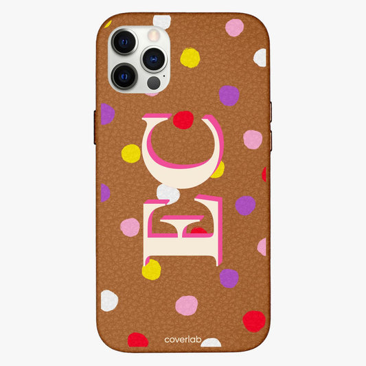 Dots Personalised Leather iPhone Case