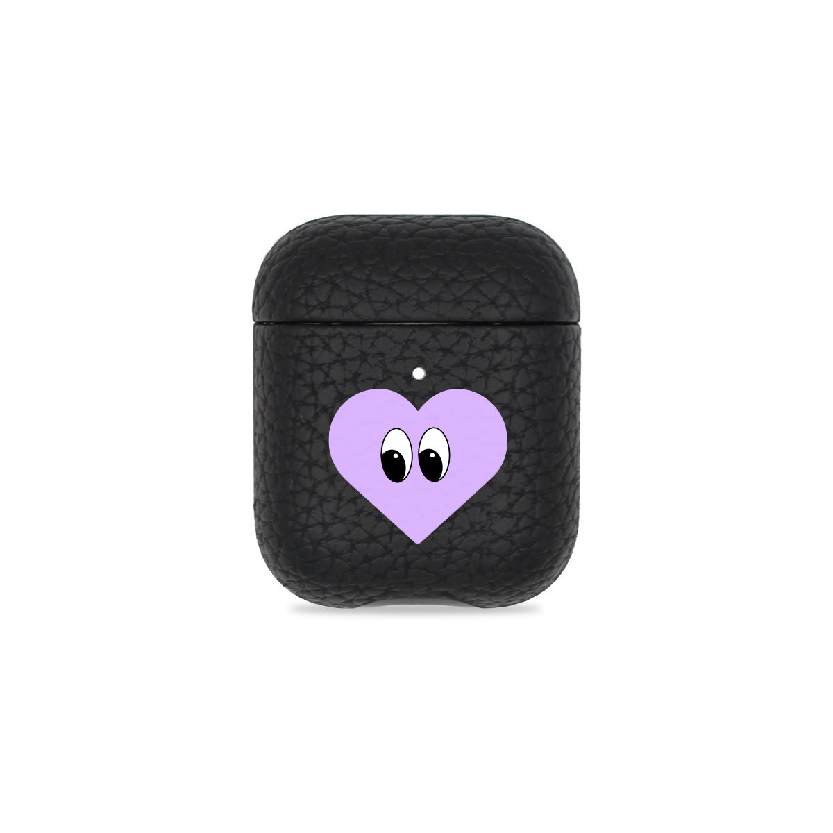 Heart With Eyes Black Pebbled AirPods Case