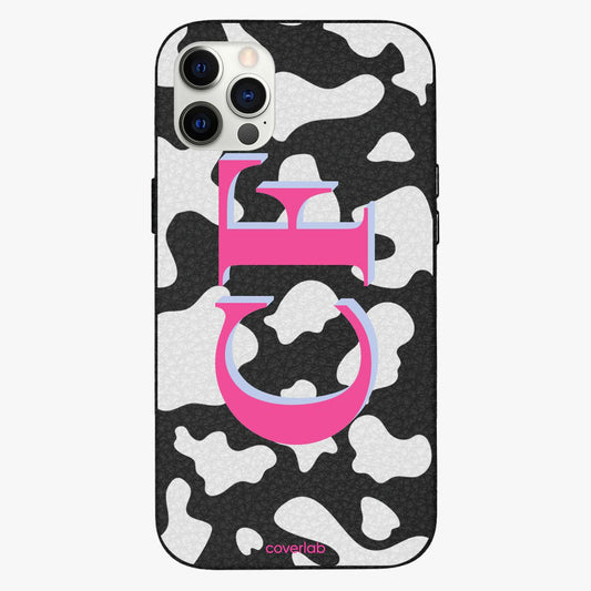 Moo Moo Initials Personalised Leather iPhone Case
