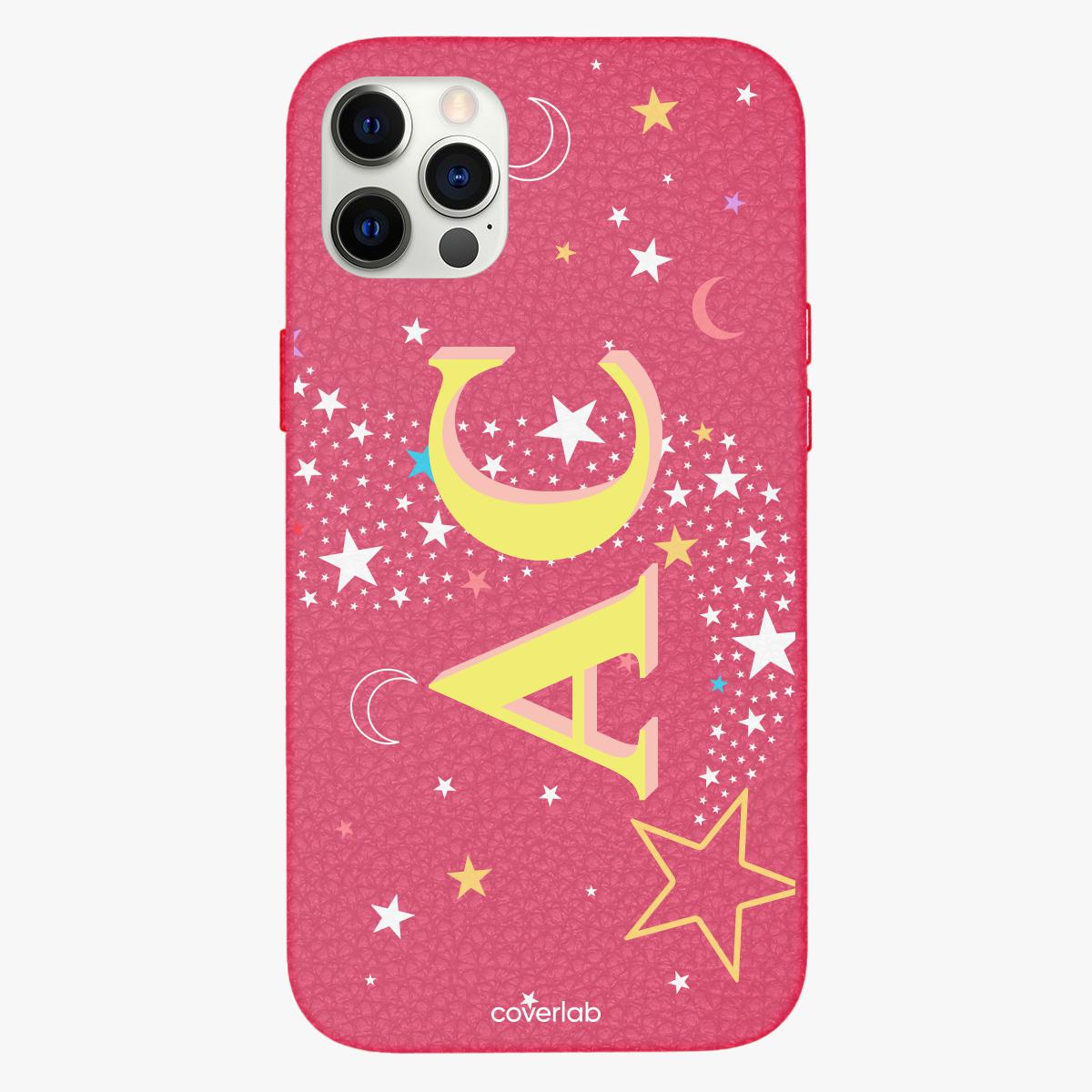 Moons and Stars Personalised Leather iPhone Case