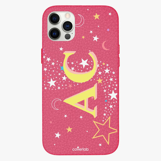 Moons and Stars Personalised Leather iPhone Case