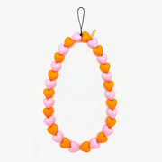 Orange Heart Phone Strap
