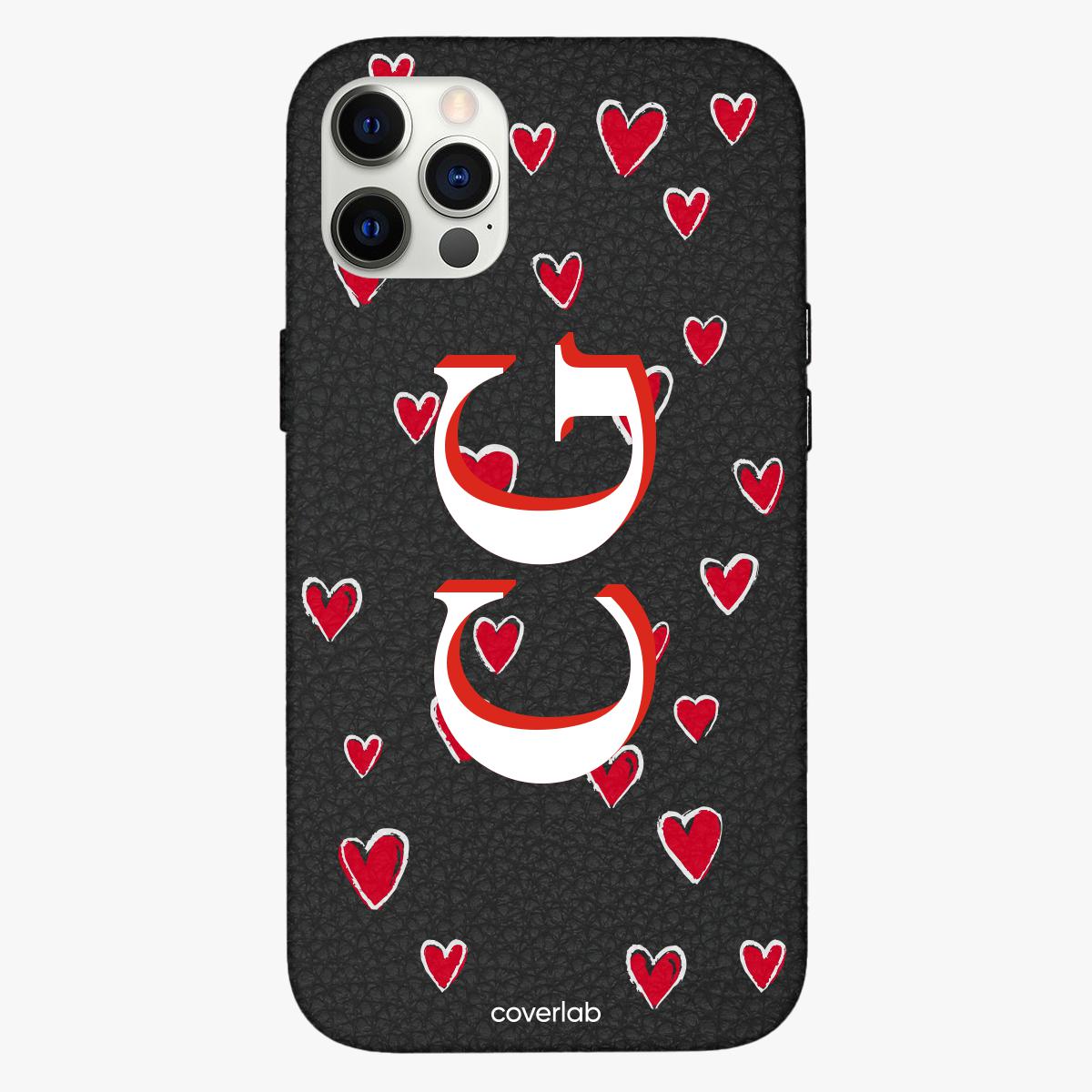 Cover in pelle red hearts
