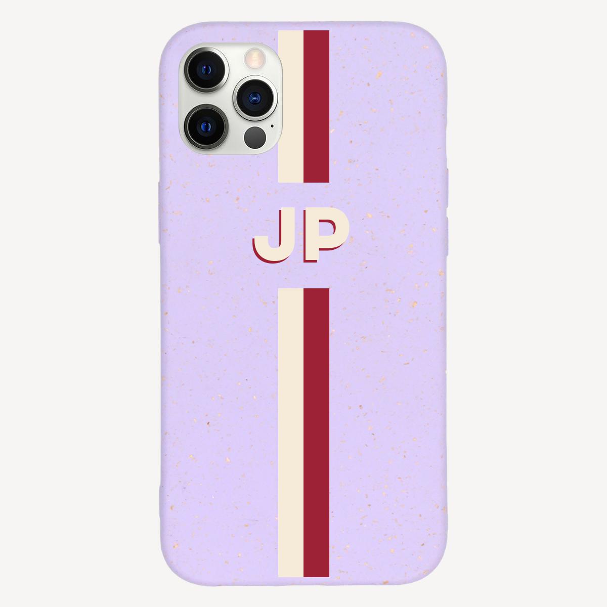 Stripes and Initials Personalised Biodegradable iPhone Case