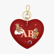 Teddy Bear Personalised Leather Heart Keyring