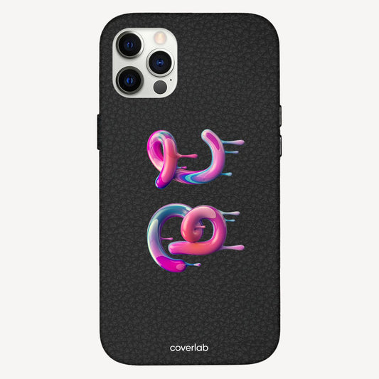 Wet Paint Initials Personalised Leather iPhone Case