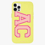 Varsity Initials Personalised Leather iPhone Case